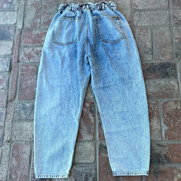 Zara Blue Acid Washed Paperbag Jeans Size 8 - Picture 3 of 3